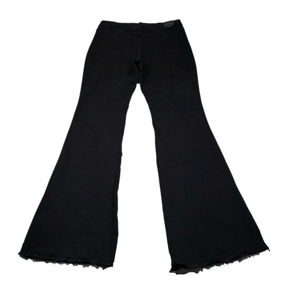 Flying Monkey High Rise Flare Jeans Black Buckle Size 32 x 36 Raw Hem Stretch - Picture 2 of 7